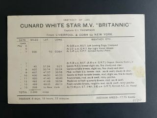 RMS BRITANNIC - CUNARD WHITE STAR LINE | 1949 Abstract Log 2
