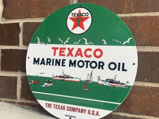 Texaco Marine Outboards Gasoline Motor Oil Sign Gas Vintage Style Steel Sign