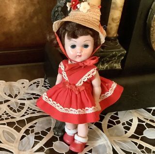 Vintage 1950’s Vogue 8” Ginny Bkw Doll With Tagged Outfit
