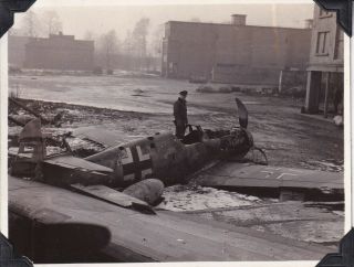 Wwii Aaf Photo Wrecked Shot Up German Me109 Fighter Koln Germany 23