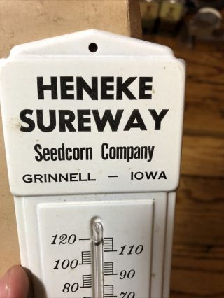 Vintage Heneke Sureway Hybrid Seed Corn Grinnell Iowa Thermometer Nos Farm 2