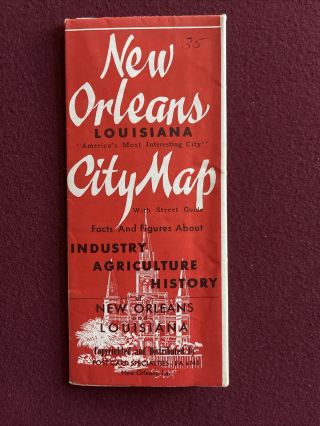 Vintage Orleans Louisiana City Map Facts & Figures Industry Agriculture Hist