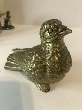 Solid Brass Bird Made In Taiwan Republic Of China Vintage Very Heavy 3.  5” X 5”