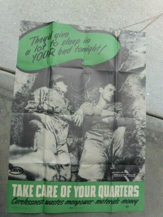 1944 Ww2 Us Army Take Care Of Your Quarters Barracks Motivation Poster