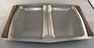 Vintage Danish Stainless Steel Double Serving Tray - 60 