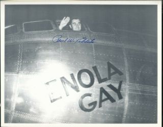 Paul Tibbets Signed Enola Gay Waving Photo.  Hiroshima.  Atomic Bomb.  Wwii.  B - 29
