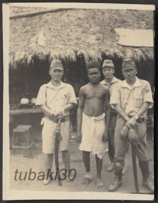 S3 Ww2 Philippine Campaign Japanese Army Photo Surgeons W/saber & Kanaka Worker