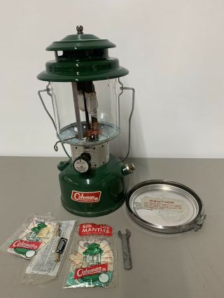 1969 Coleman Double Mantle Lantern Model 220f Dated 8/69 With Pyrex Globe