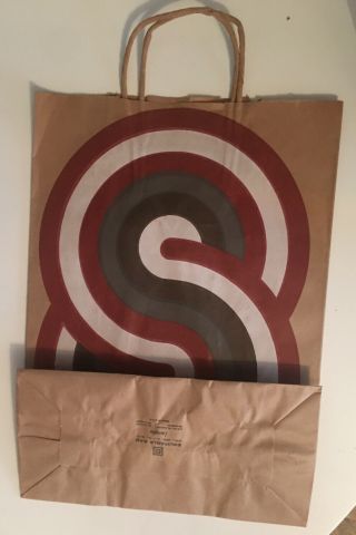 Vintage 1960 - 70’s Hip Modern Artsy Silkscreen Style Brown Shopping Bag 2