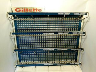 Vintage 4 Tier Peg Rack Store Display Advertising Gillette Razors & Razor Blades