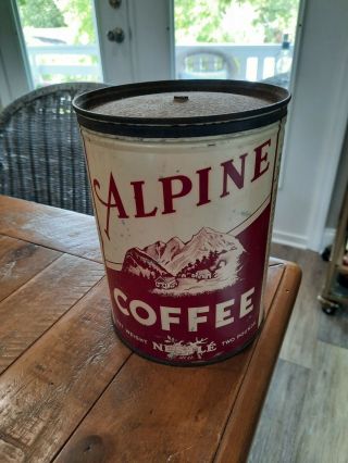 Vintage Alpine Coffee Can.  2 Lb Tin.  Nestle Product