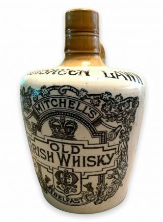 Antique Vintage Mitchell’s Old Irish Whisky Stoneware Jug Cruiskeen Lawn Belfast