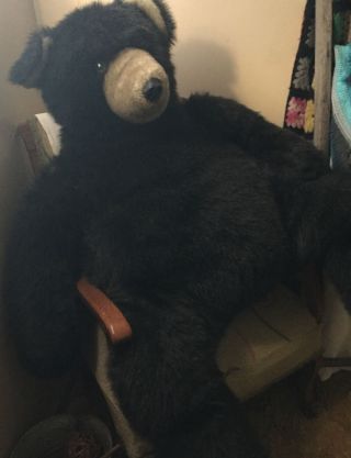 Rare 4 Foot Tall Giant Mary Meyers Vintage Sitting Black Bear,  Life Size Almost