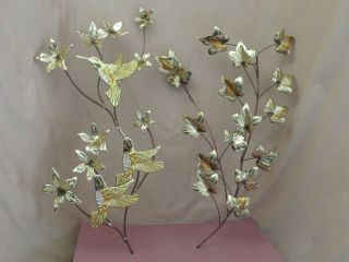 Vintage Copper And Brass Wall Art Humming Birds,  Flowers And Leaves 14 " X11 "