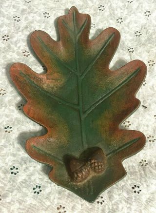 Vintage Cast Iron Oak Leaf W/2 Acorns Candy Dish Change Holder Oakleaf Tree Rare