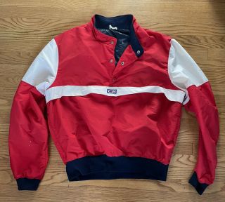 Cb Sports Men’s Jacket Vintage Windbreaker White Red Navy Blue Pullover Large Us