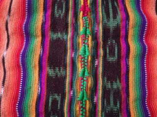 Guatemalan Tzute Vintage Multicolor Mayan Ethnic Textile 44x51 "
