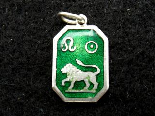 Zodiac Sign Leo The Lion Vintage Sterling Silver Enamel Charm By T L Mott Tlm