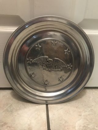 Wilton Rwp 11” Pewter Plate With Eagle And Stars Vintage Columbia Pa Made In Usa