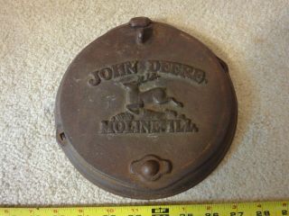 Vintage Cast Iron John Deere Seed Cover Plate.  Advertising Decoration Part Piece