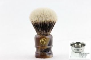" Fs " - 24mm Bulb 2 Band Finest Badger Shaving Brush Chocolate Color Handle,  Bowl