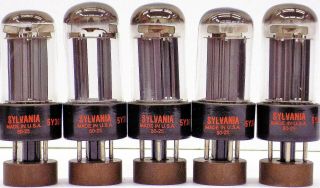 Sleeve Of 5 N.  O.  S Vintage Sylvania 5y3gt Industrial Issue Vacuum Tubes