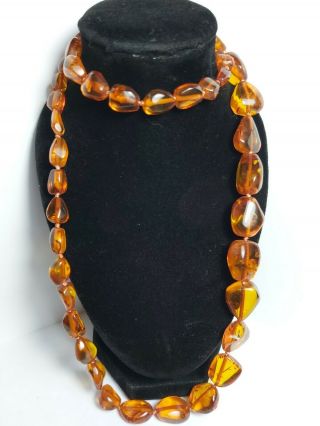 Lovely Vintage Real Baltic Amber Bead Necklace 20 Grams Some With Inclusions