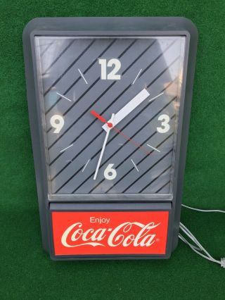 Vintage Enjoy Coca Cola Electric Wall Clock Sign Restaurant Store Lanshire