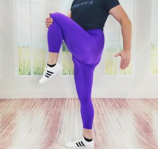 Vintage Dance Tights By Deni Jaise Purple Spandex 80s Gym Pants Size Medium