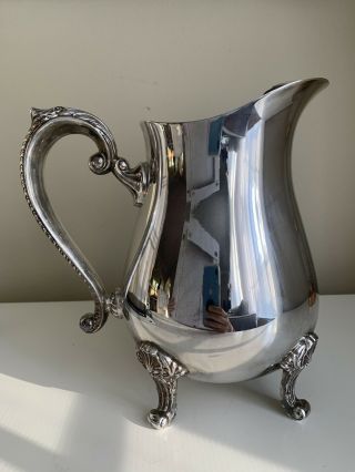 Vintage Reed And Barton Silver - Plate Shell & Gadroon Footed Water Pitcher