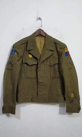 Vintage 40s Ww2 Us Army Field Wool Officers Military Jacket Sz 36
