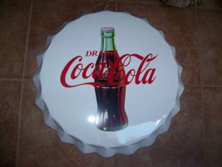 Large Vintage Style Soda Bottle Cap 22 " Coca Cola White From Orginial Mold