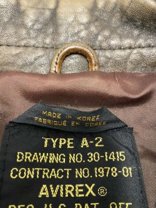 VINTAGE Avirex Flight Jacket Type A - 2 Leather Army Air Forces Brown Size XL 3
