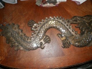 Large Sculptural Dragon Wall Decor Plaque 37 X 11 X 3/4 In.  Medieval Wall Art