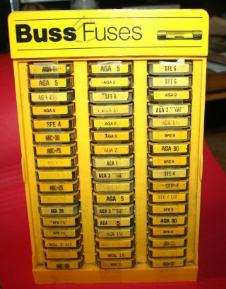 Vintage Buss Fuses Counter Top Store Display Full Of Fuses,  Old Stock Nr