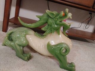 Colorful Glass Figure Of A Dragon 21 In Long & 15 In High & Weighs 20 Lbs Excd