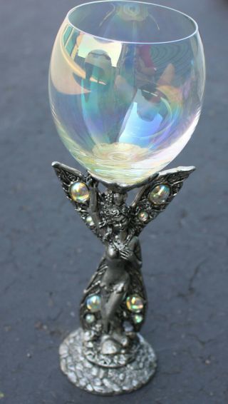 Fellowship Foundry Pewter Fairy Bowl Opal Wine Glass Mug Cup Goblet 9 " Fantasy