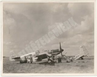 Ww Ii Us Army Signal Corps Photo - P - 51c Mustang & Ju - 188 - France -