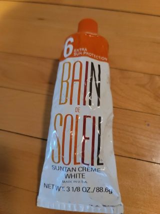 Vintage Bain De Soleil Suntan Cream Spf 6 Almost Full 3.  1/8 Oz Tube