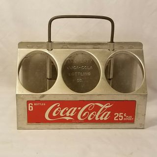 Vintage Coca Cola Aluminum Metal 6 - Pack Bottle Carrier