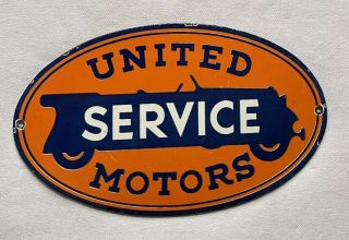 Vintage United Motor Service Porcelain Sign Car Gas Oil Truck Gasoline