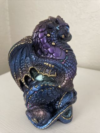 Windstone Editions Retired Pena ' 88 Young Dragon Figurine In Peacock Color - way 2