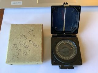 Wwii British Military Marked Compass Magnetic Marching T.  G.  Co.  Mark 1 W/ Box