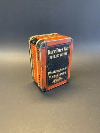 Vintage Nos Westinghouse Mazda Lamps Emergency Auto Bulb Kit Tin Box
