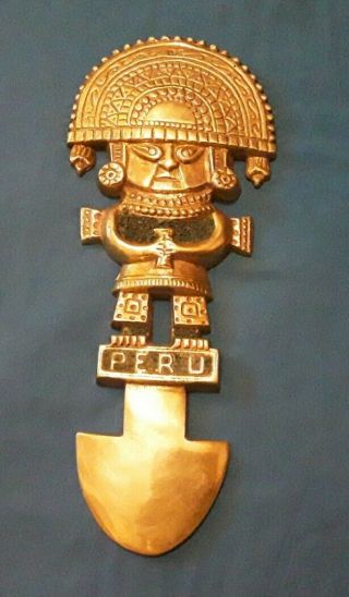 Brass Ceremonial Tumi Knife Souvenir From Peru.