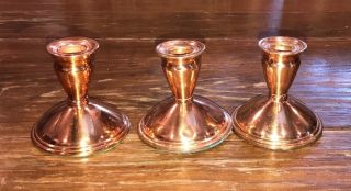 3 Set Copper Craft Guild 4 " Tall Copper Candle Holder Taunton Mass