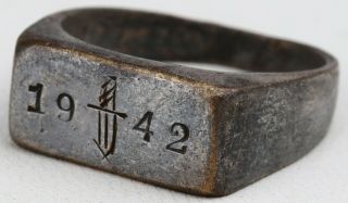 Gott Mit Uns Ww2 German Ring Sword 1942 Knife Wwii Trench Art Silverplate Bronze