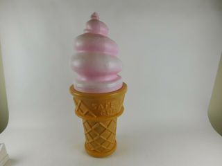 Large 26 " Tall Vintage Blow Mold Plastic Ice Cream Cone Store Display Bank Vgc