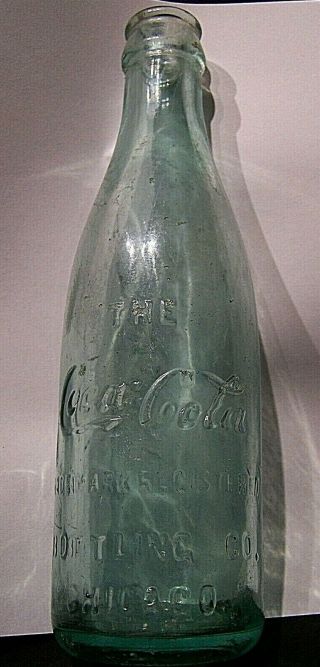 Scarce Straight Side Coca Cola Bottle Mid Script Chicago Bottling Co 7 7/8 " Tall