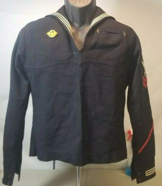 Vintage Named Us Navy Ww2 Wool Uniform Shirt Yt31